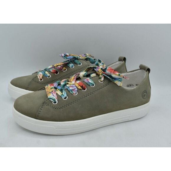 Remonte Womens Size EU 39 US 8 Alina Mint Grey Leather Lace Up Fashion Sneakers - Picture 1 of 10